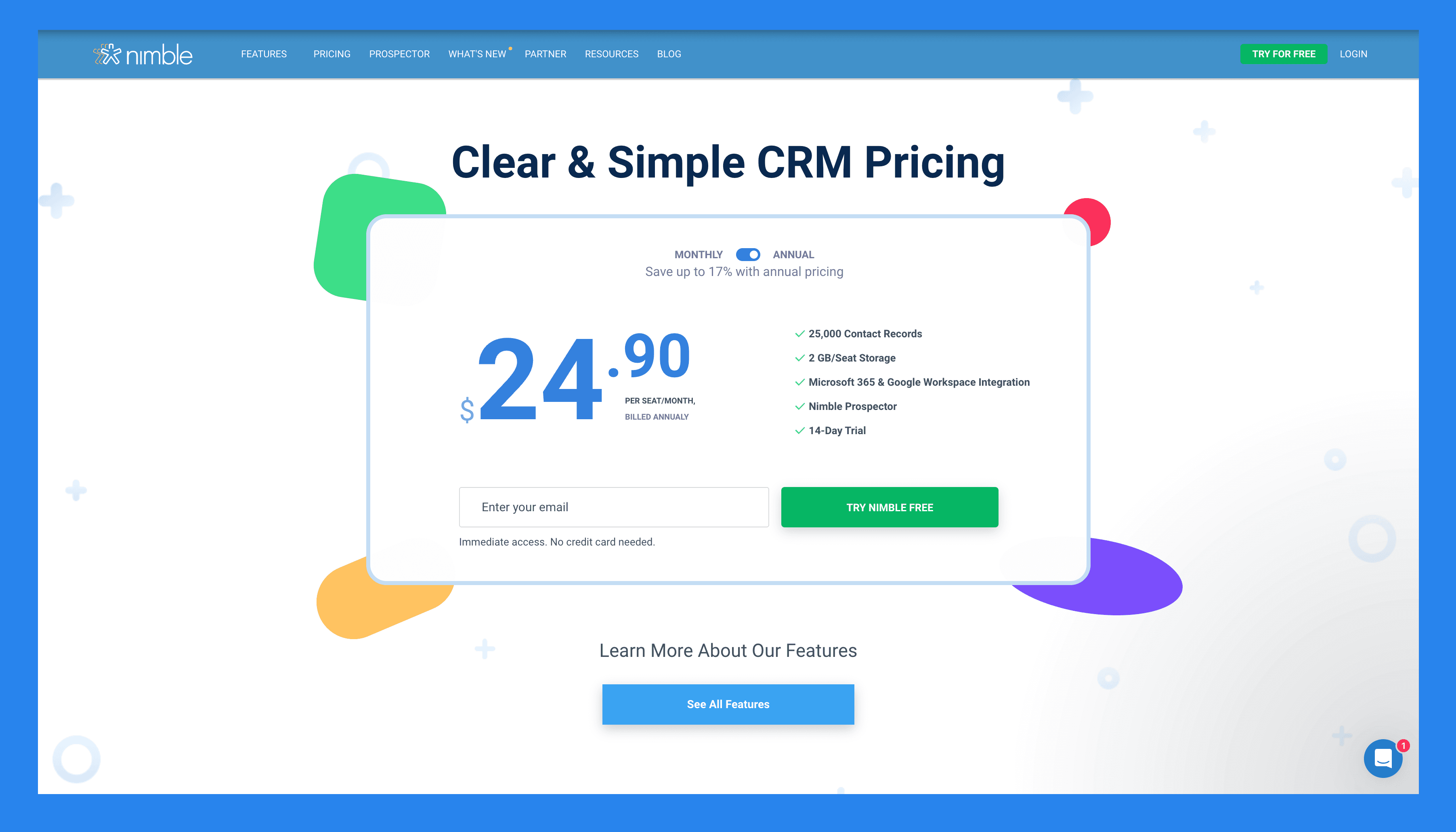 Alternatives to Pipedrive: Nimble Pricing Plans