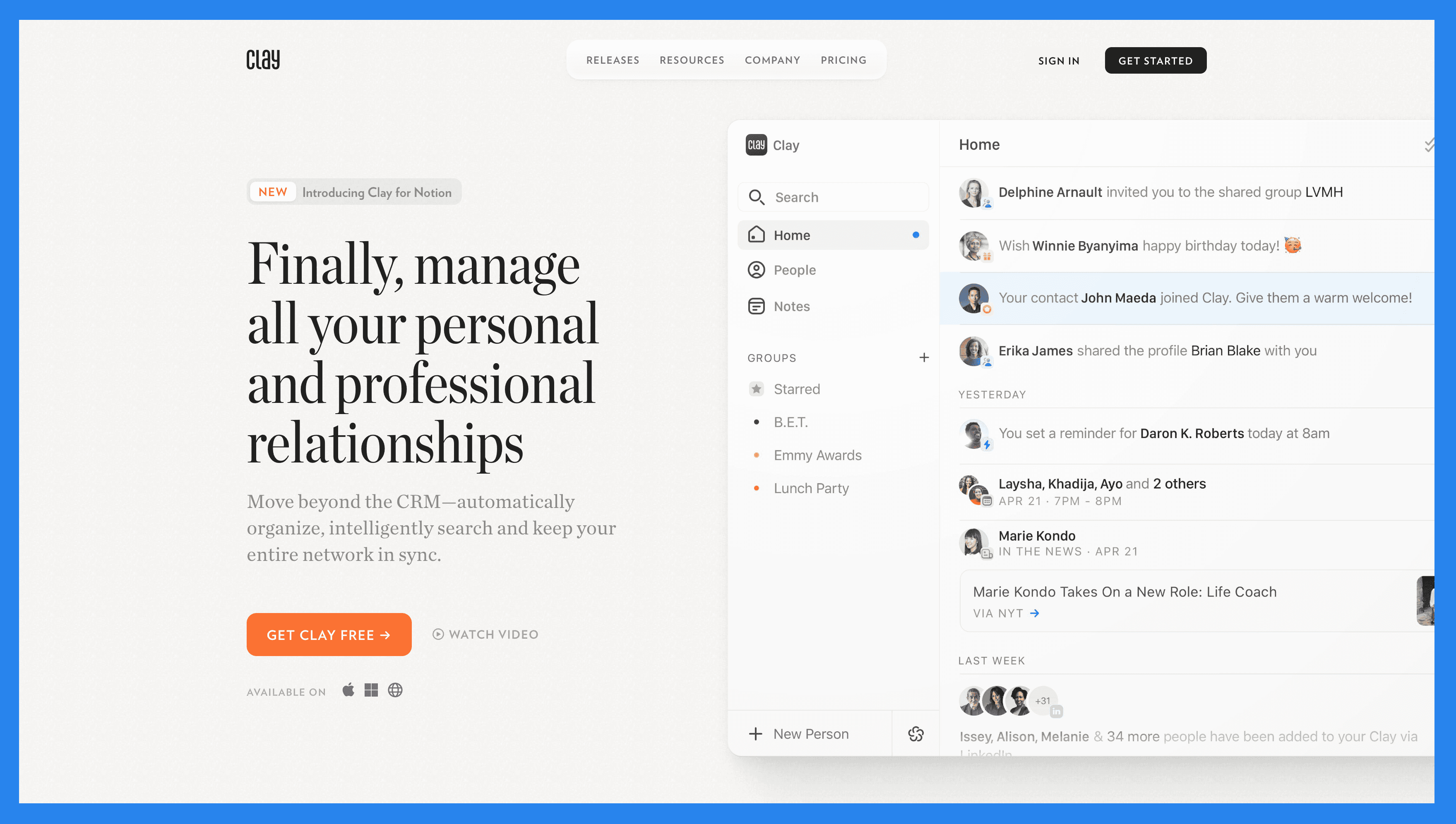 Clay CRM: Best For Deepening Personal And Business 