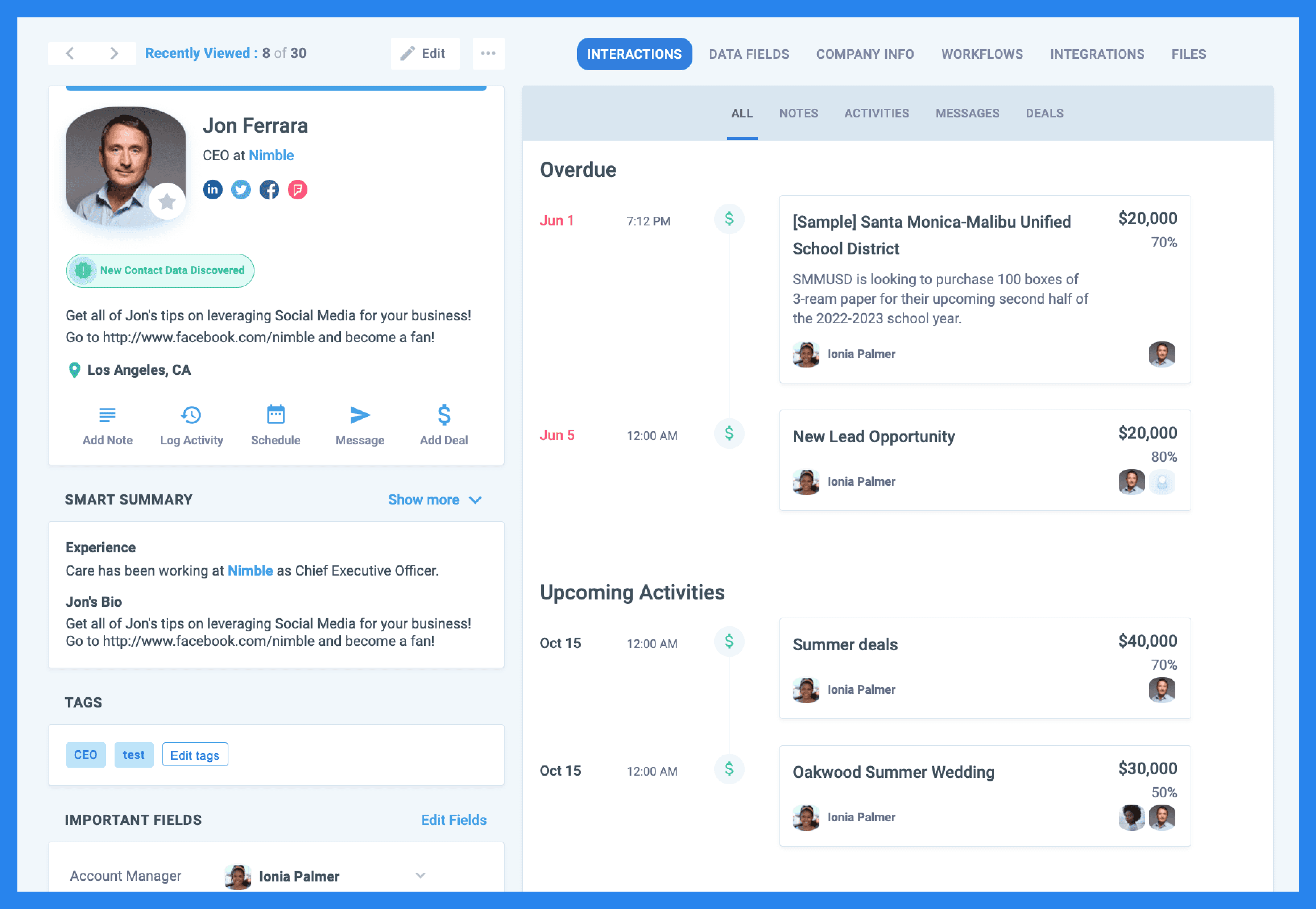 Key Features of Nimble CRM: Contact Managment
