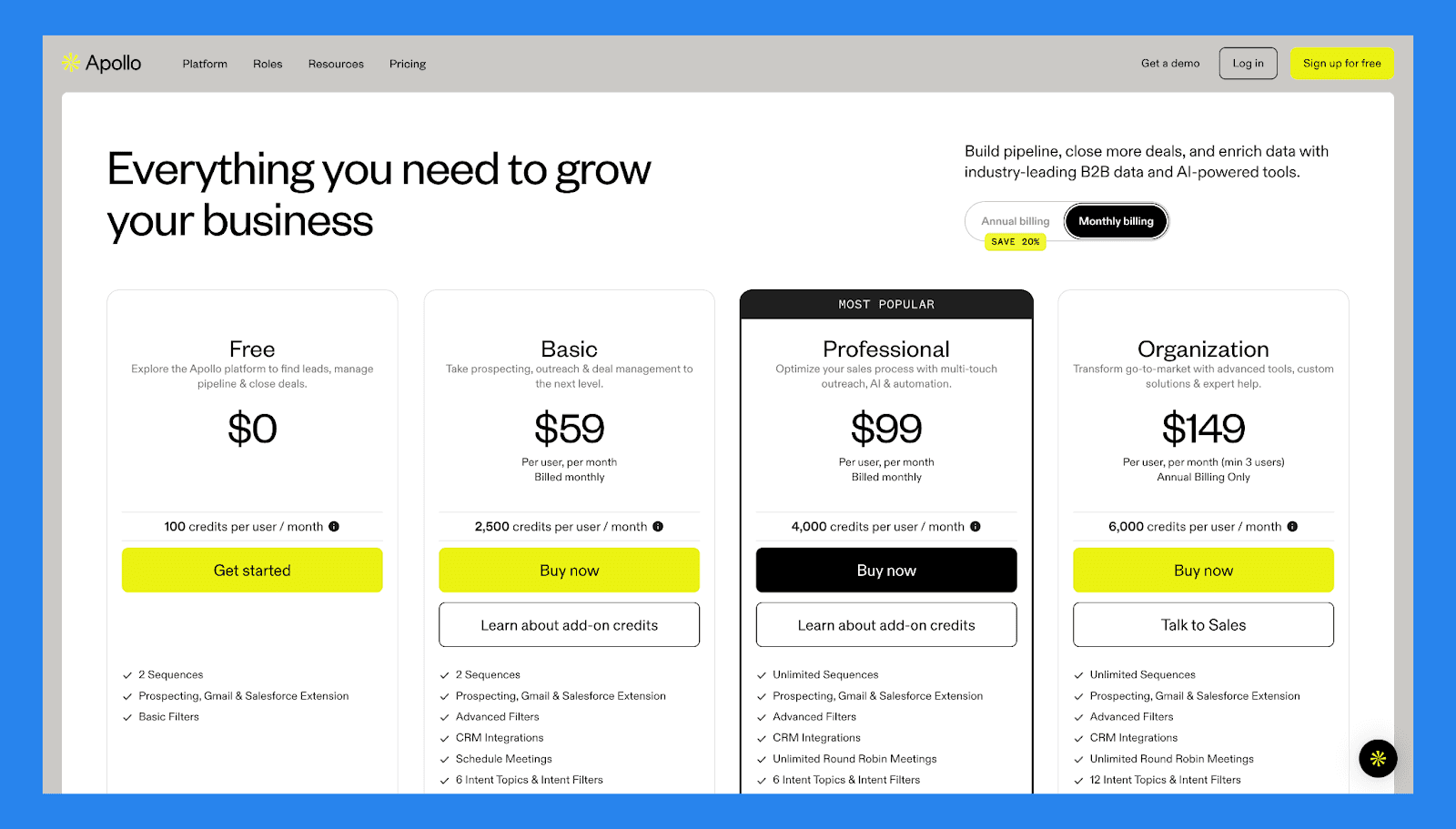 Apollo.io: Pricing Plans