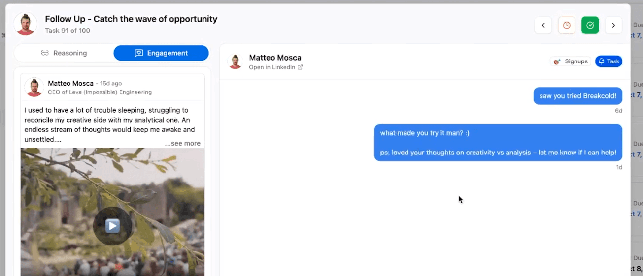 How to Never Miss a Follow Up - ps line example