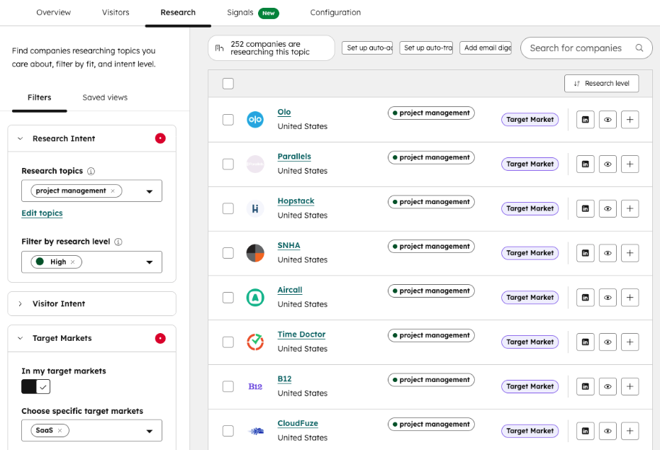 HubSpot Prospecting Agent research and buyer intent signals