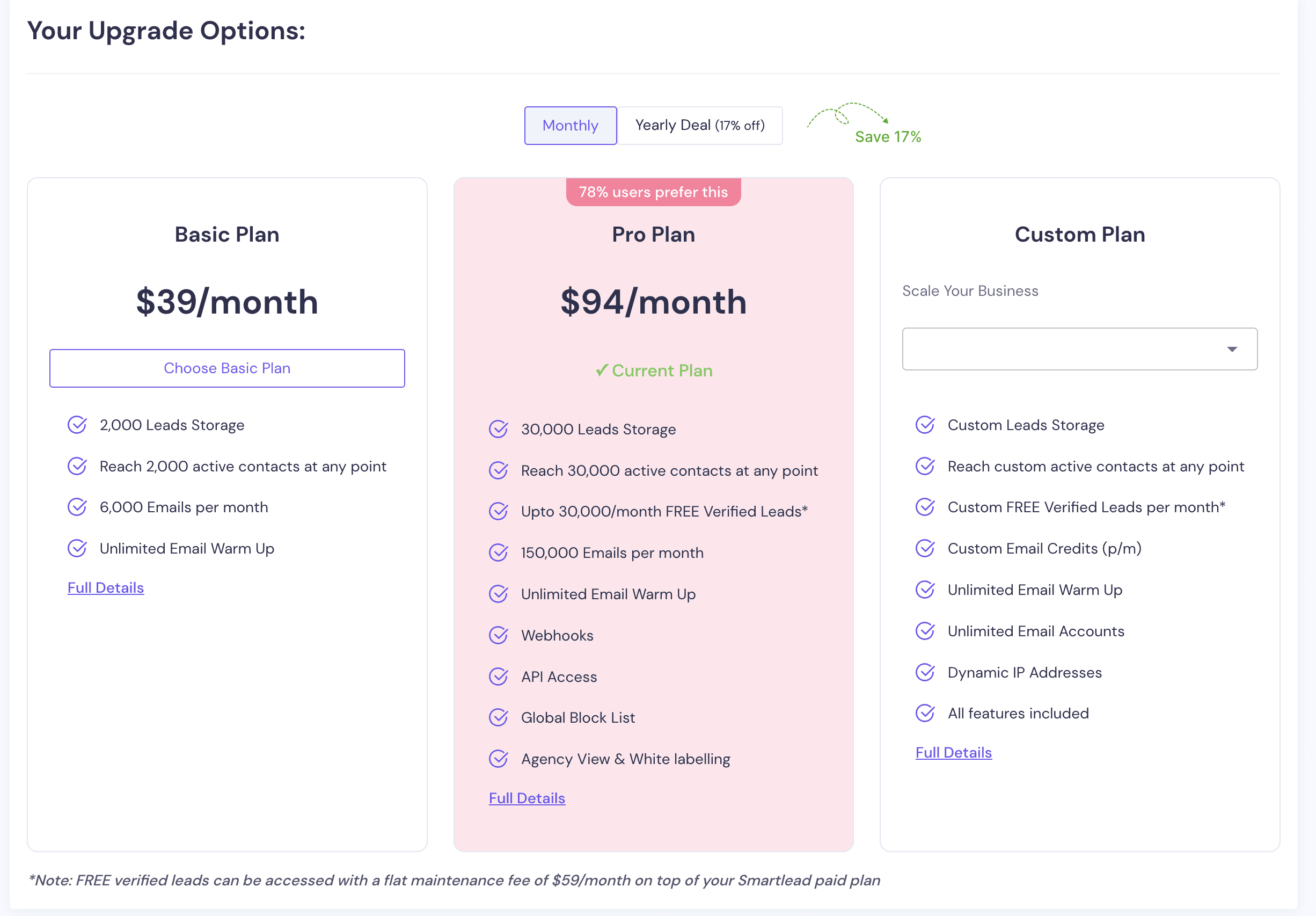 Smartlead Pricing