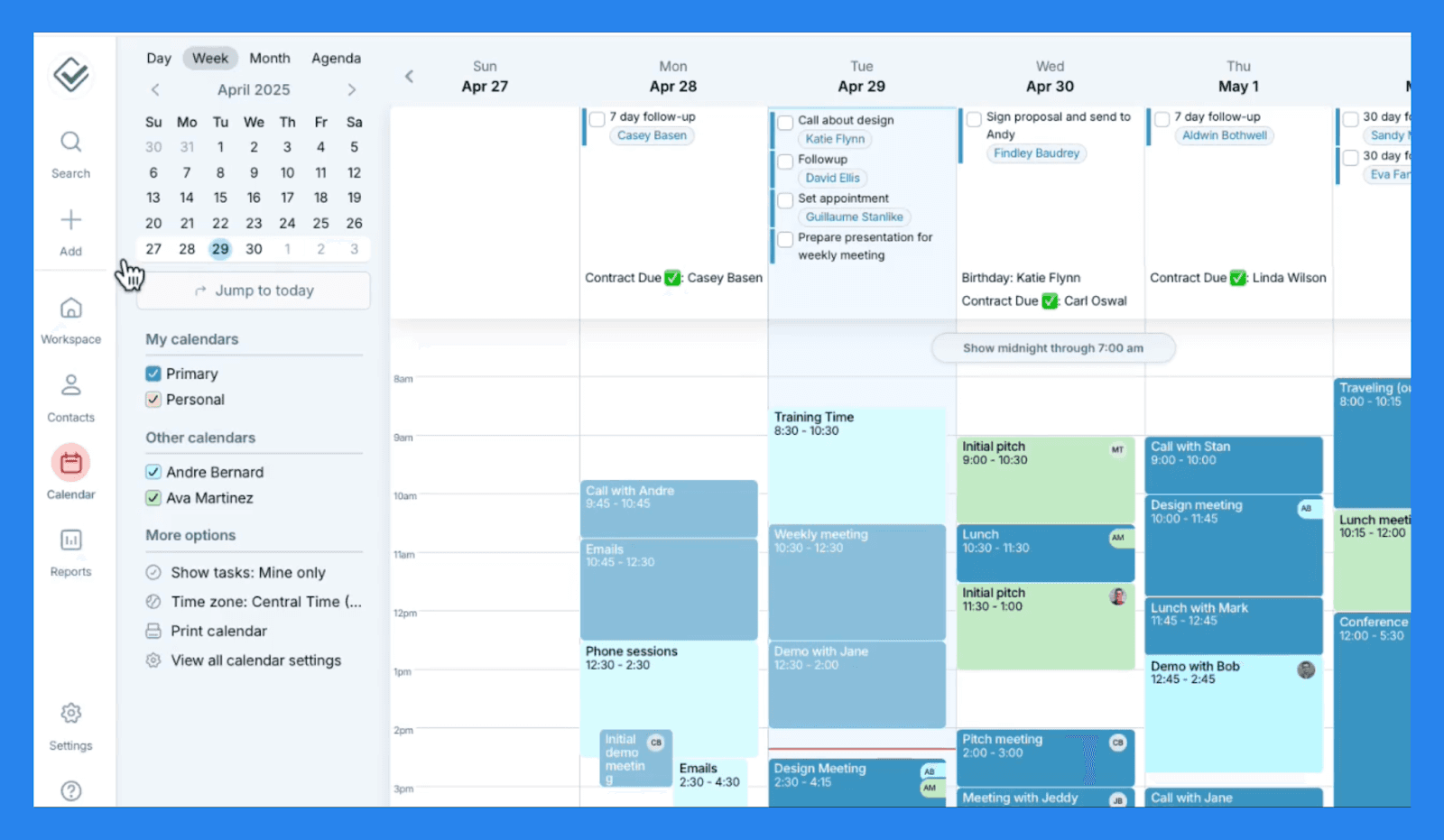 Key Features of Less Annoying CRM: Task and Calendar Tracking
