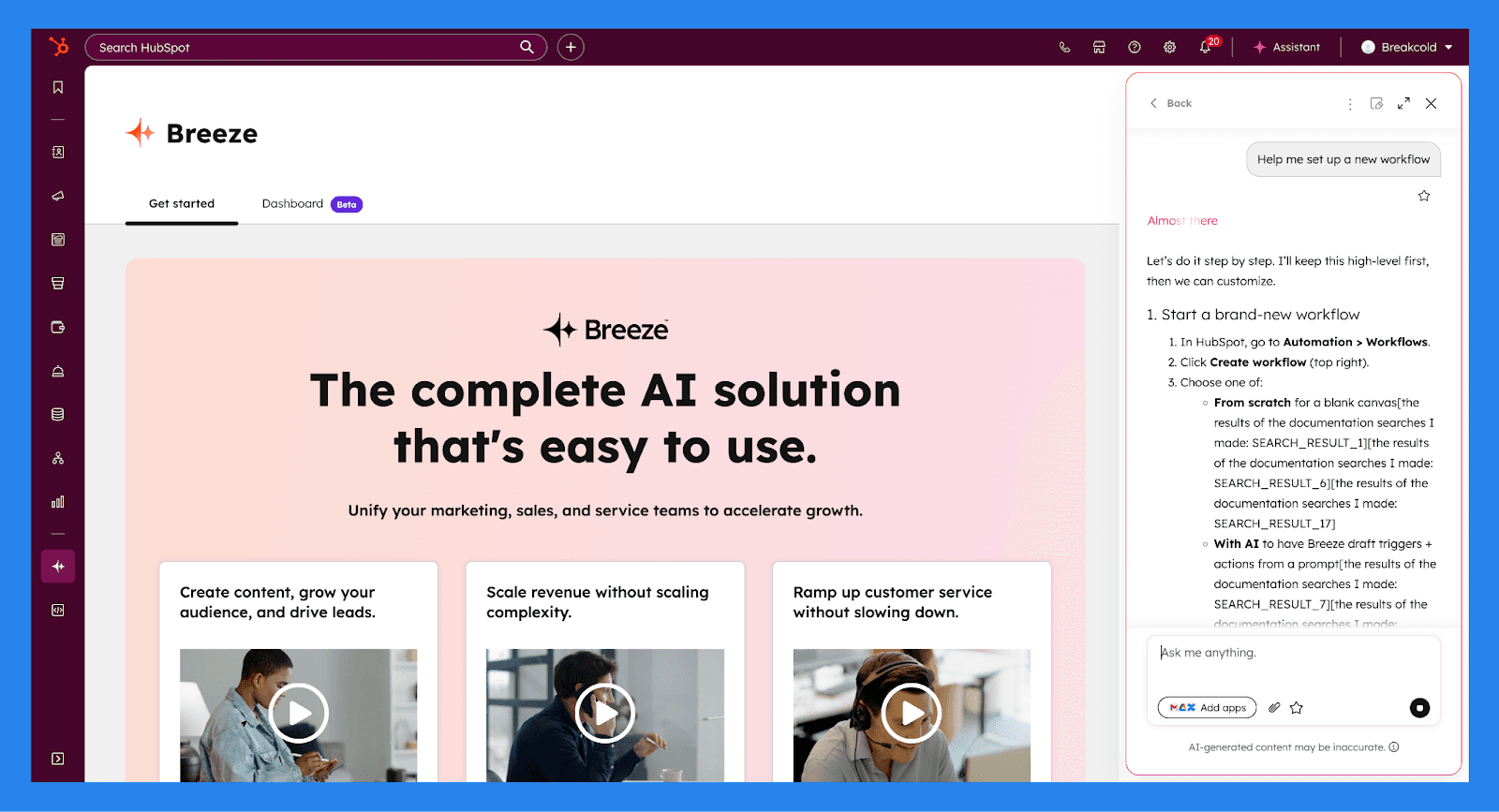Key Features of HubSpot Sales Hub: Hubspot AI (Breeze) 
