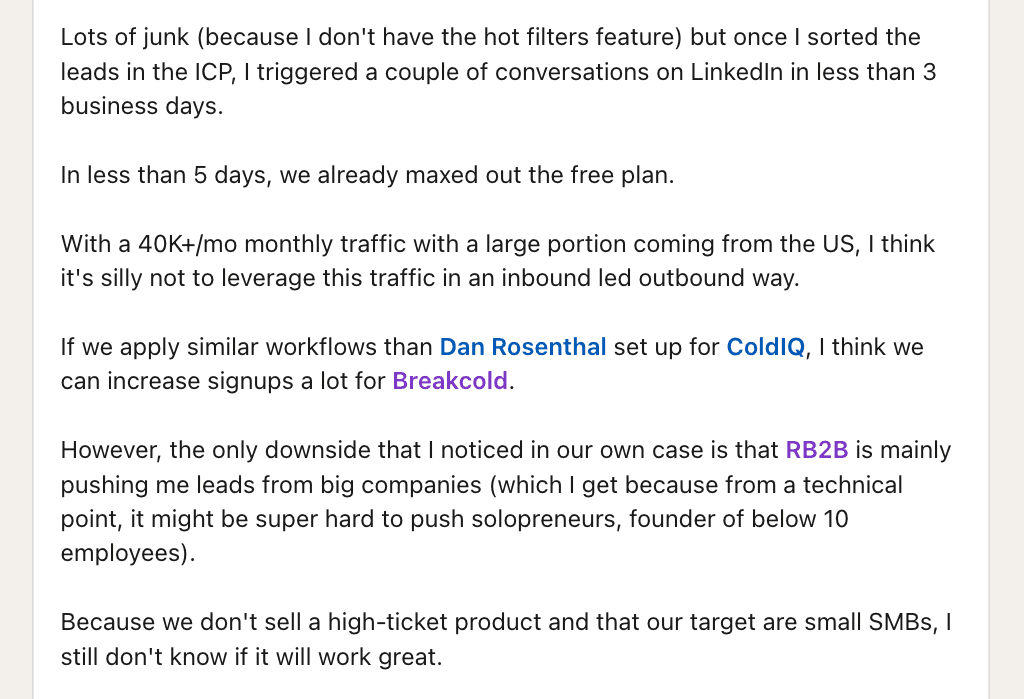 RB2B Review - LinkediN
