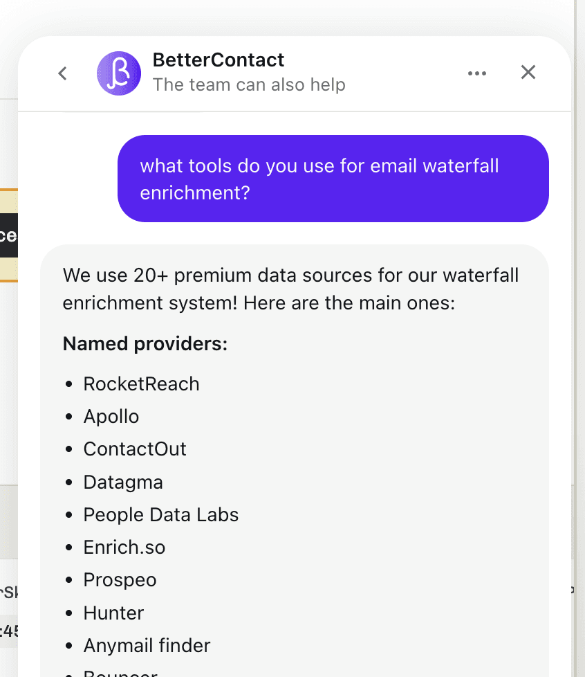 BetterContact Review data sources