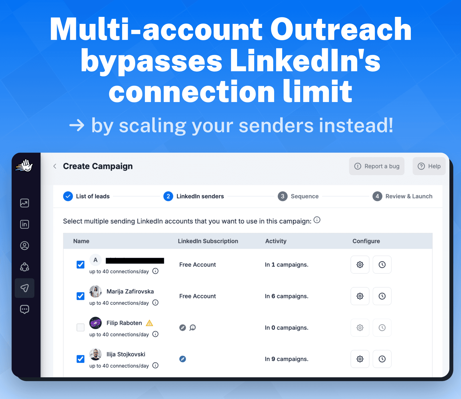 HeyReach Key Features and Functions: Multi-account Outreach