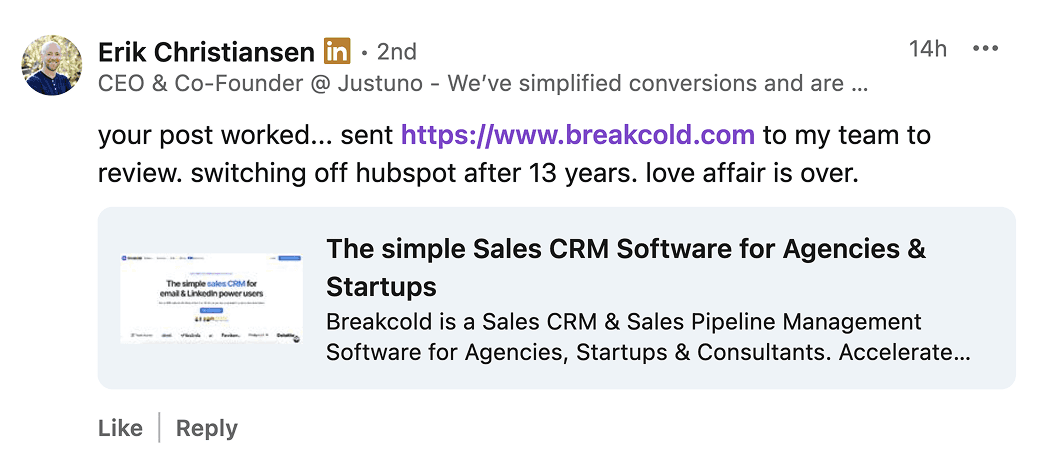 Erik Christiansen, Justuno CEO: switching off HubSpot after 13 years. Love affair is over