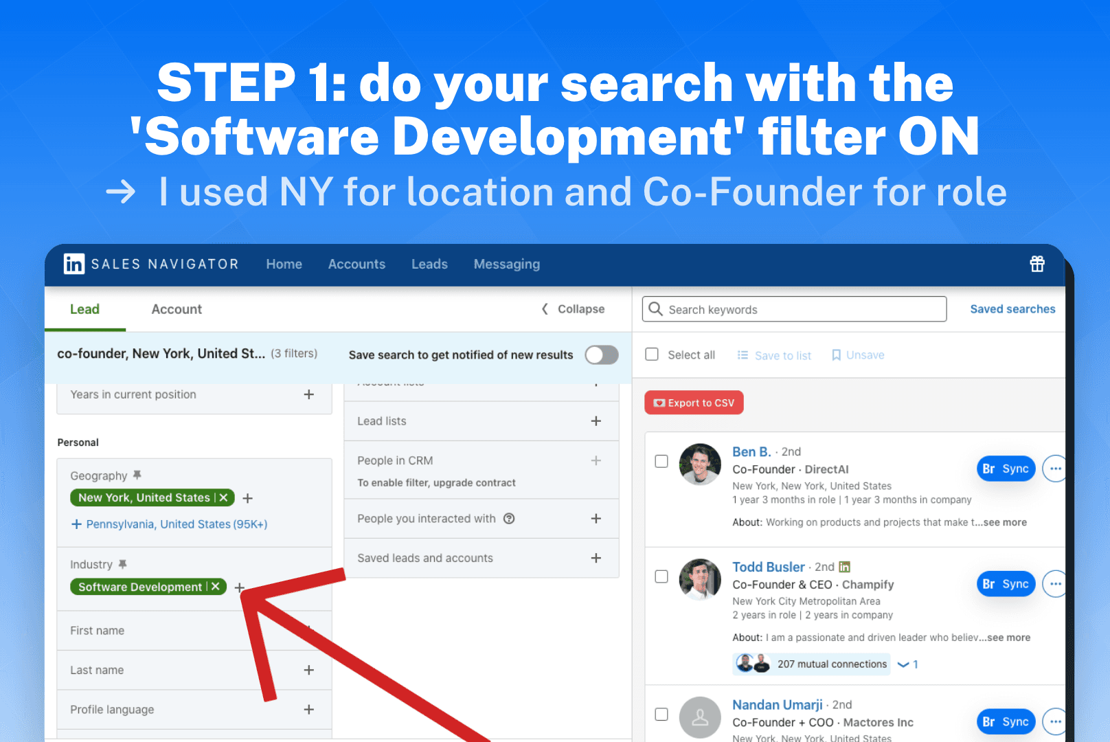 How to Identify and Connect with Tech Startups on LinkedIn Sales Navigator step 1