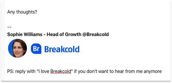 Cold Email GDPR PS Line | Breakcold