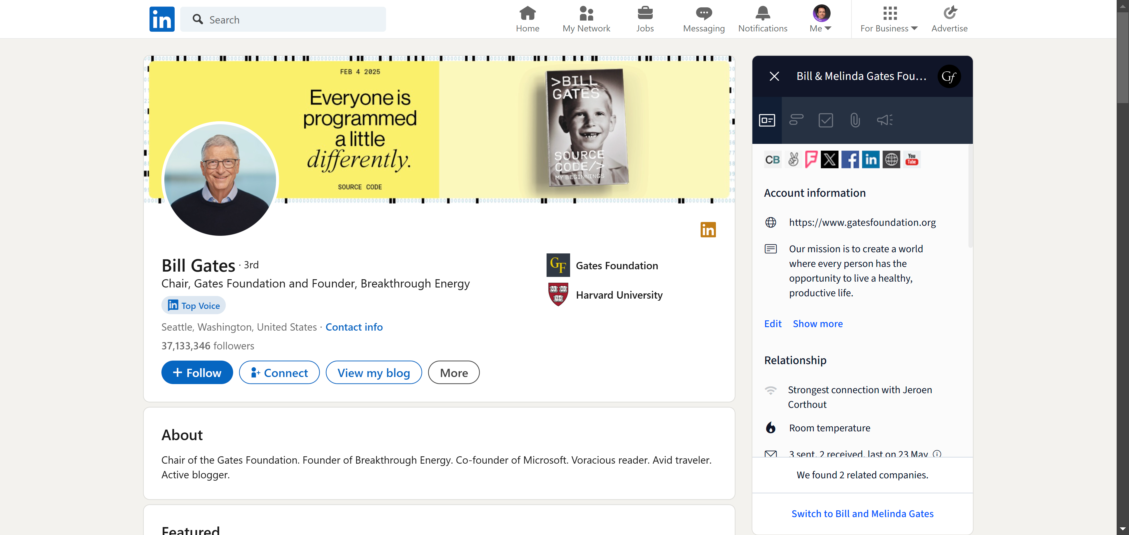 LinkedIn CRM Salesflare LinkedIn sidebar