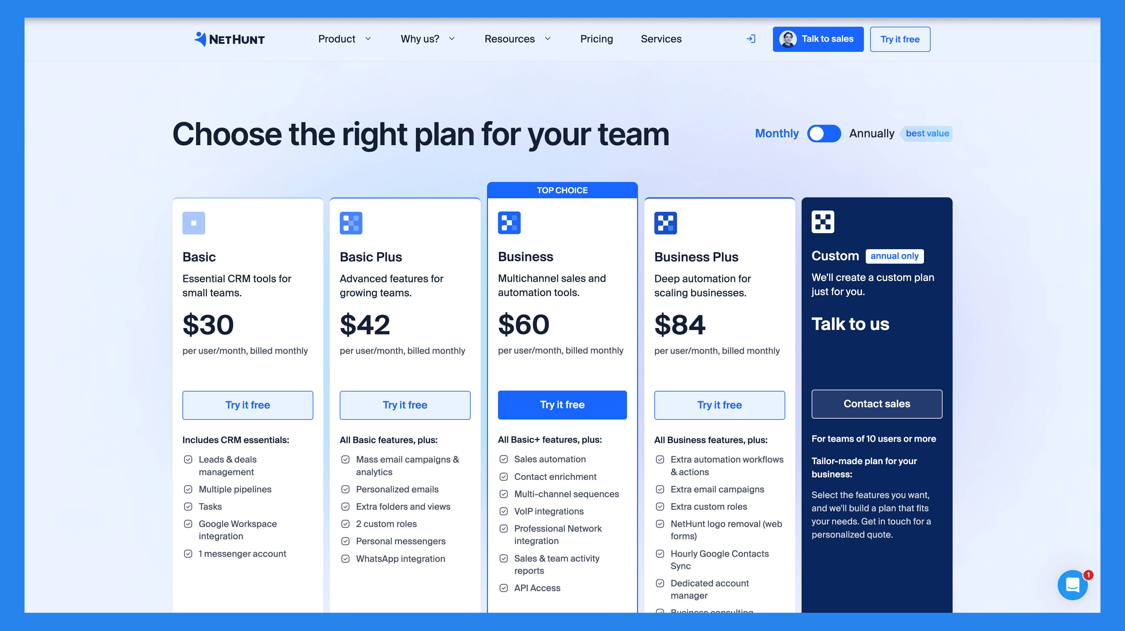NetHunt Pricing Plans