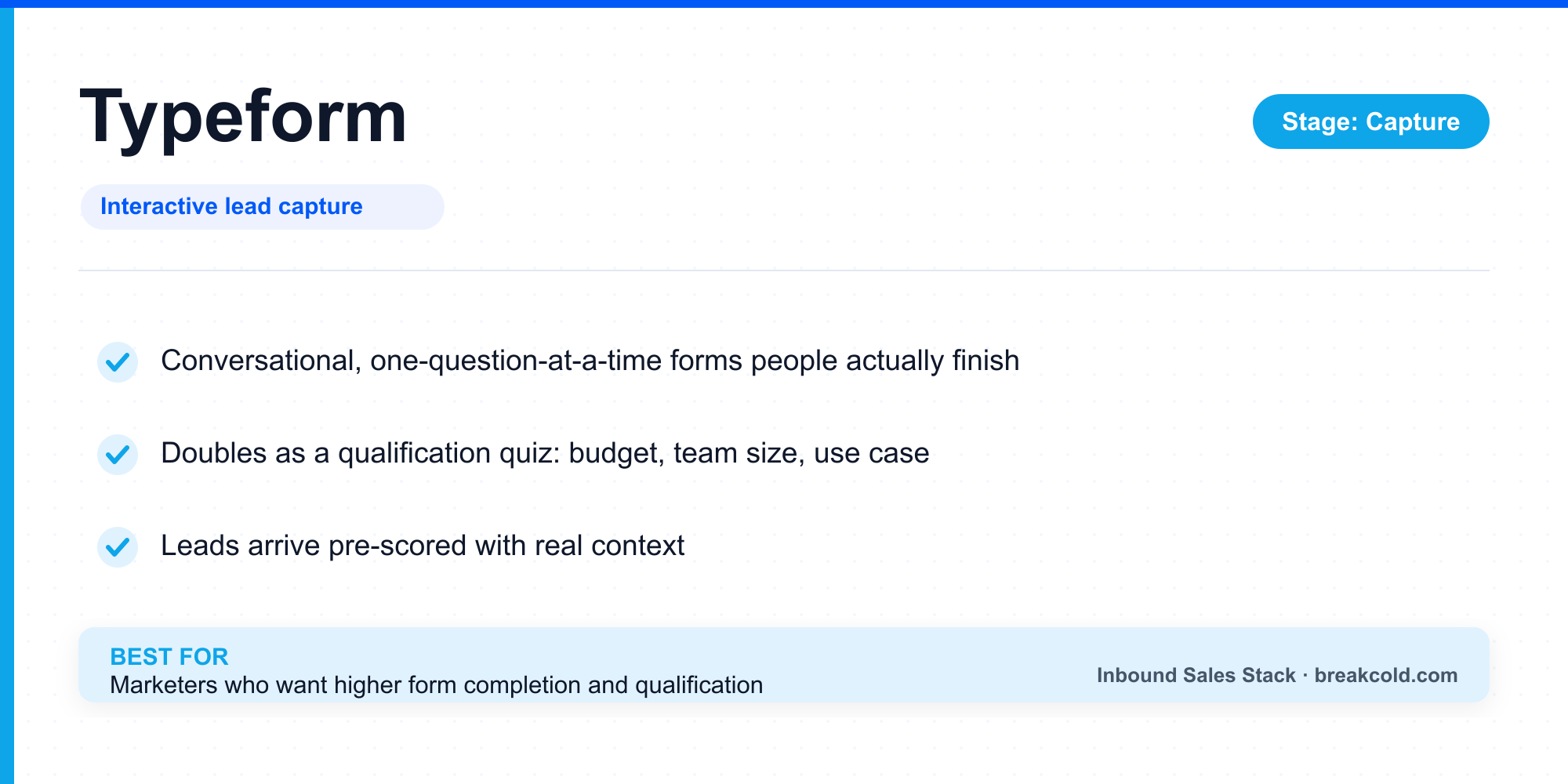 Typeform: interactive lead capture forms and qualification quizzes