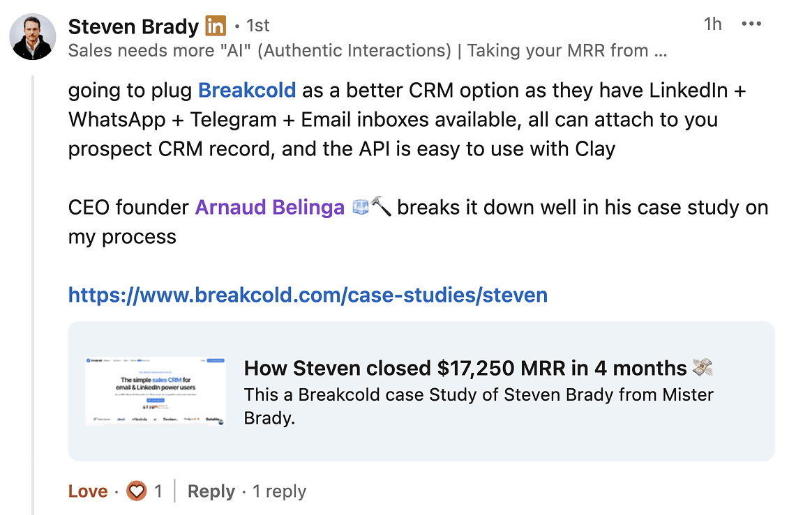 Steven Brady case study: $17,250 MRR closed in 4 months across LinkedIn, WhatsApp, Telegram and Email inboxes