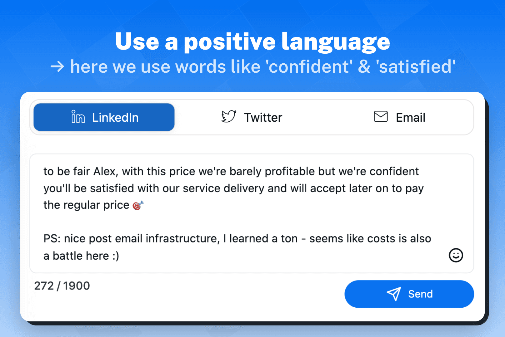 Best Price we Can Offer  use positive lanugage