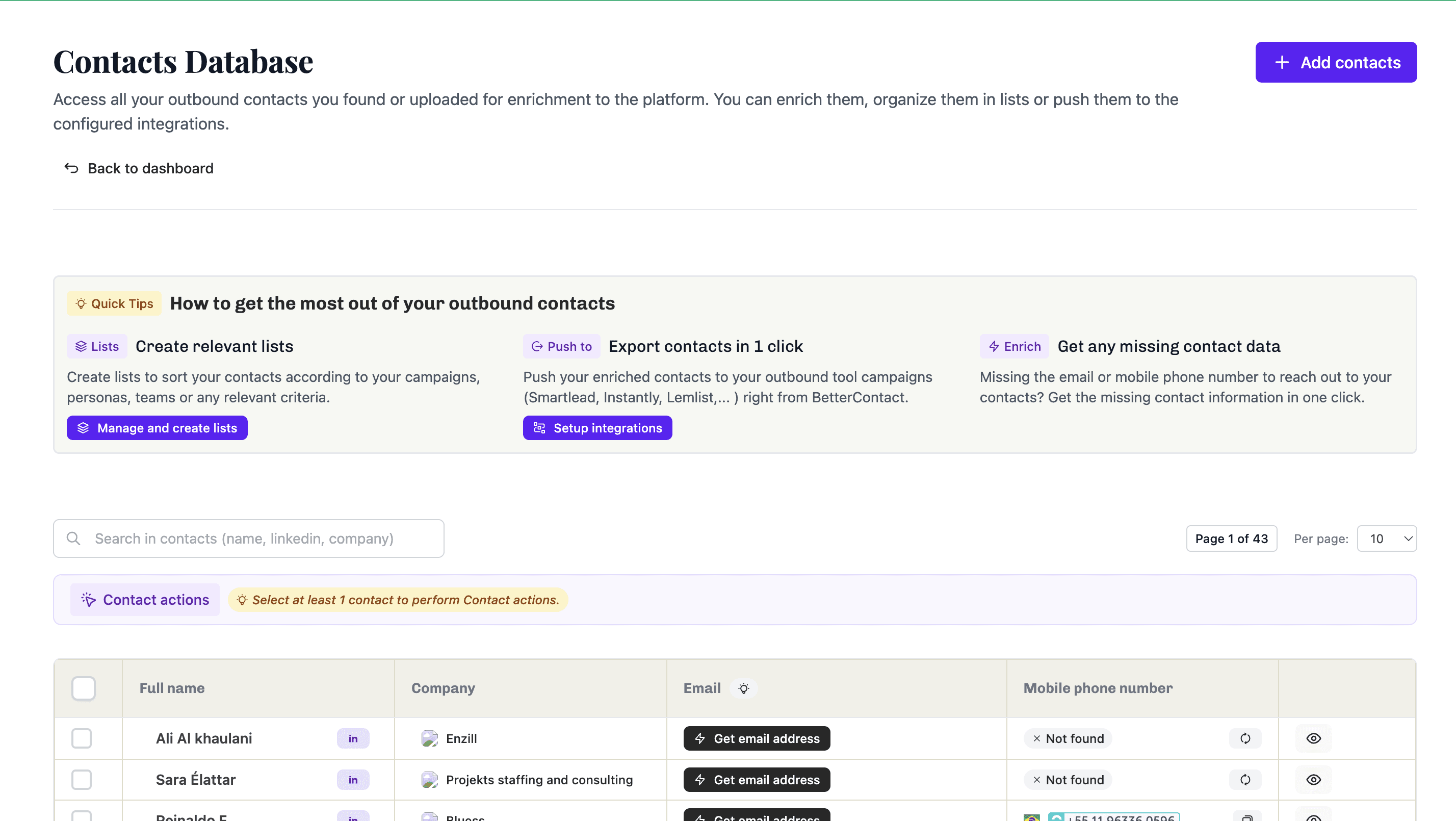 BetterContact Review UI UX