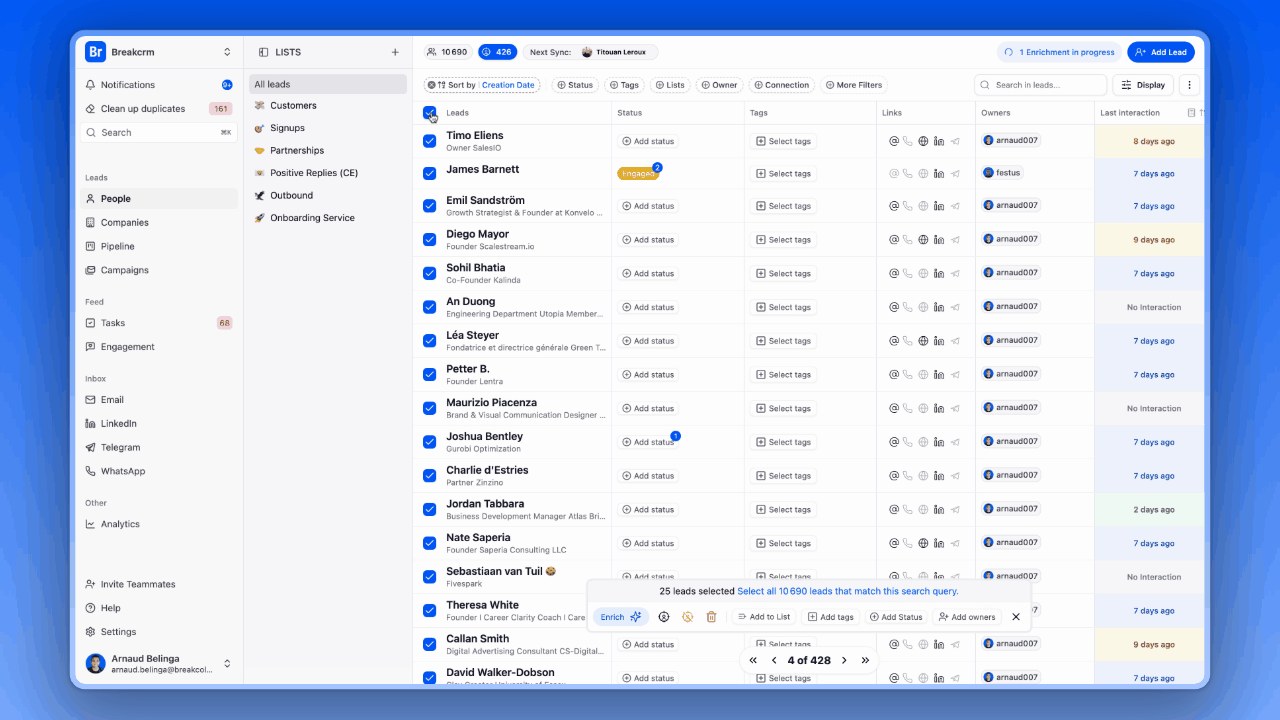 Breakcold built-in data enrichment in action