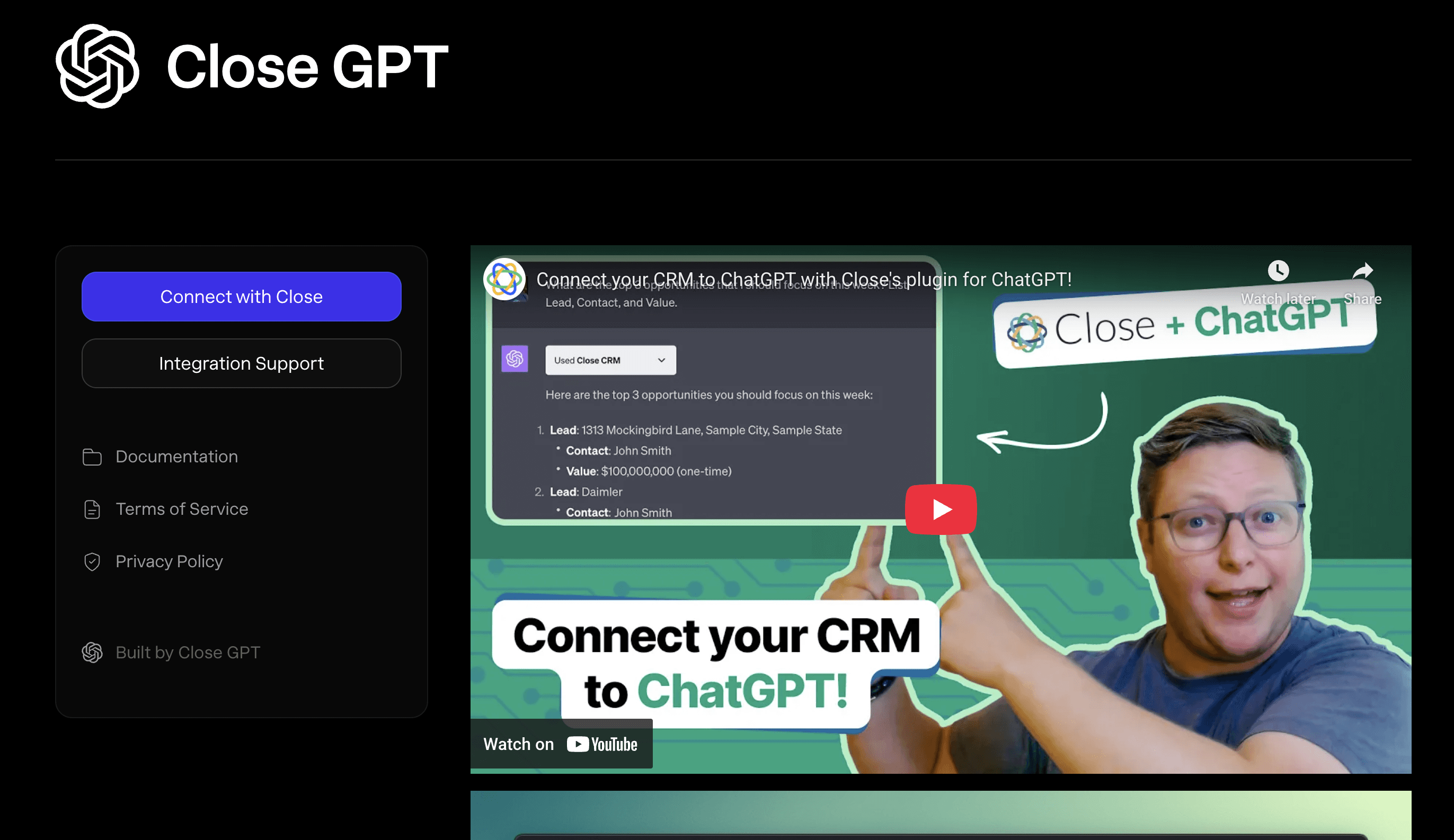 Close CRM ChatGPT integration: chat to update leads