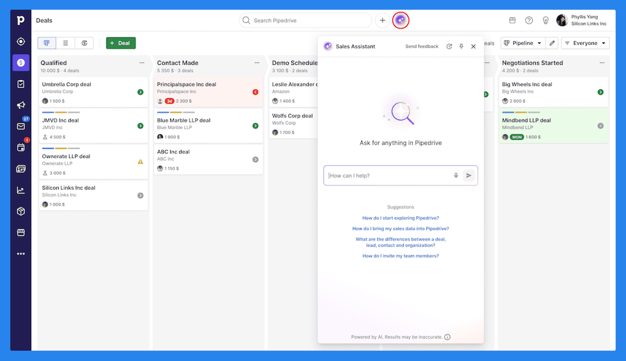 Key Features of Pipedrive: Pipedrive AI