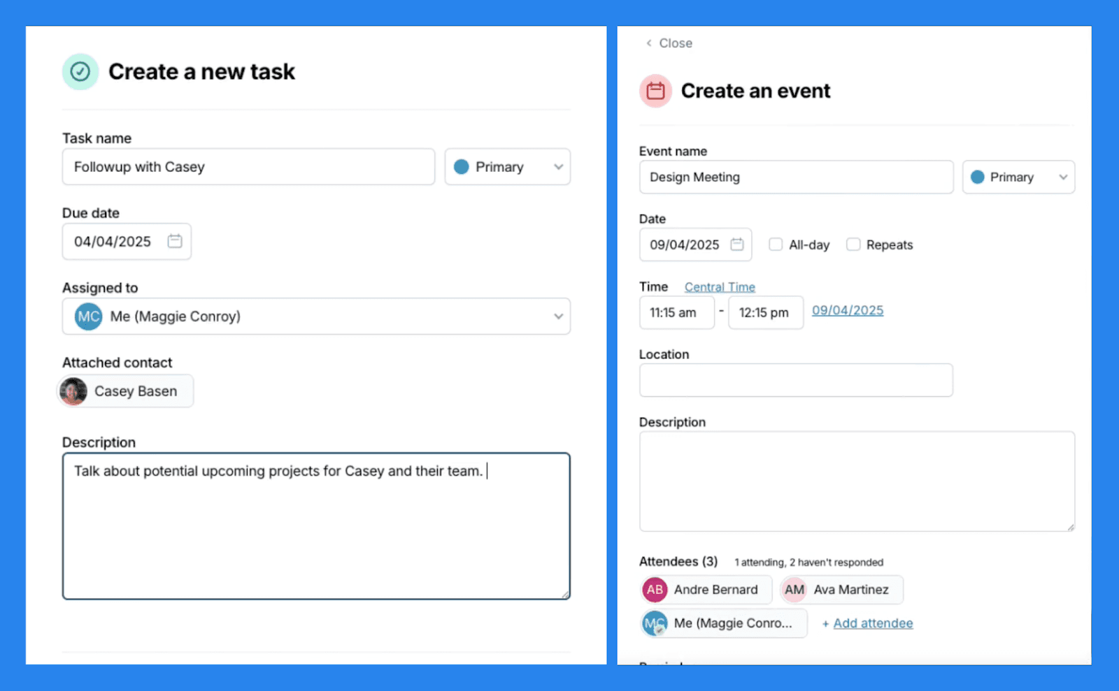 Key Features of Less Annoying CRM: Task and Calendar Tracking