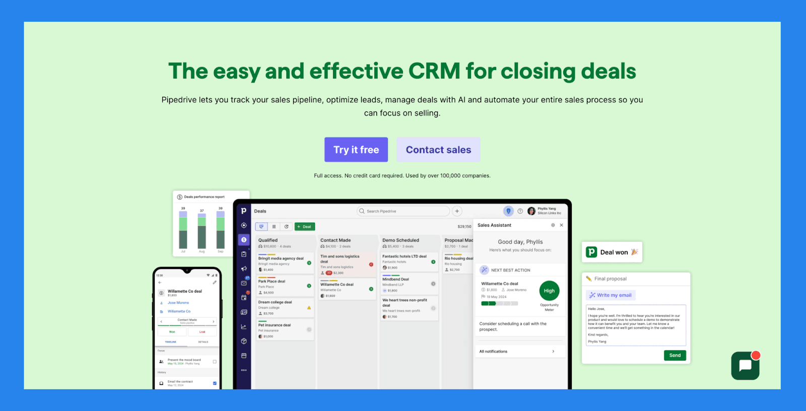 Pipedrive – Lightweight and intuitive pipeline CRM; affordable choice for SaaS startups