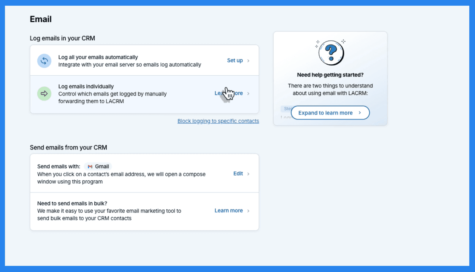 Key Features of Less Annoying CRM: Email Logging