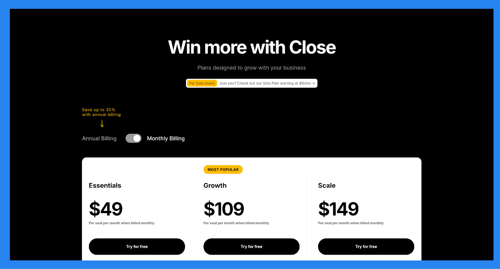Close Pricing Plan