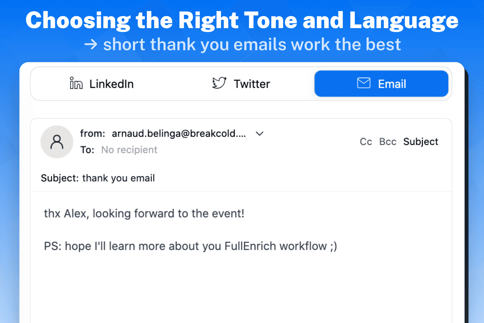 How to Send a Thank You Email for Event Invitation? Example 3