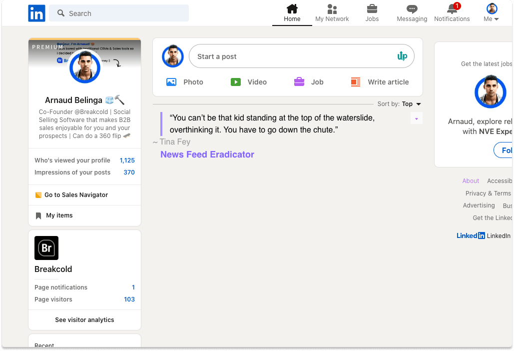 LinkedIn Chrome Extension Feed | Breakcold